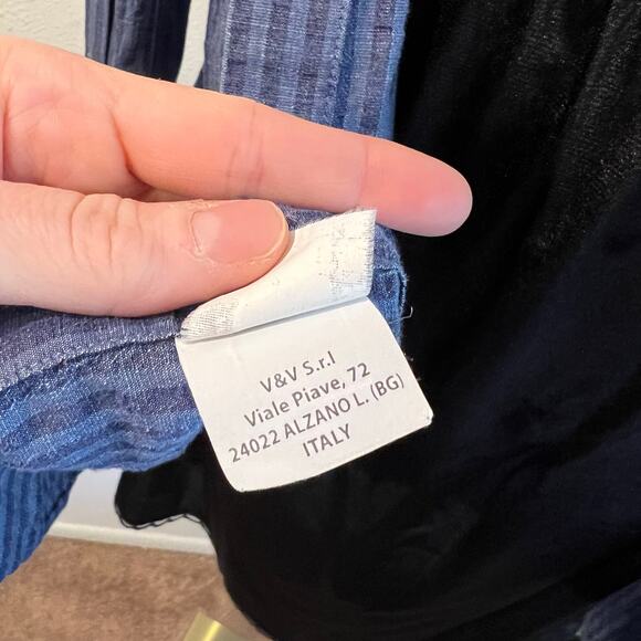 Ordean Blue Vertical Striped Long Sleeve Button Down Linen Shirt Italy Size XL - Picture 8 of 14